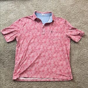 johnnie-O Pink Patterned Polo Shirt L